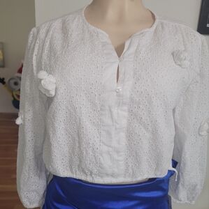 Chic White Women's Blouse Zara SIZE 11-12